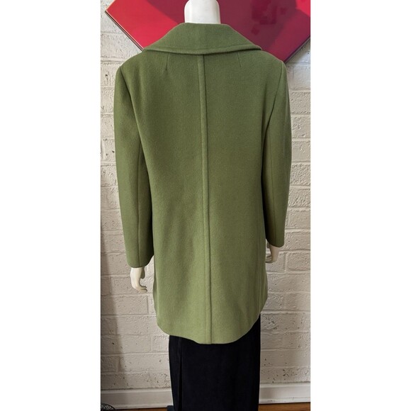 Vintage 60s Green Wool Womens Coat M Double Breasted Pea Coat Overcoat USA - Picture 4 of 12